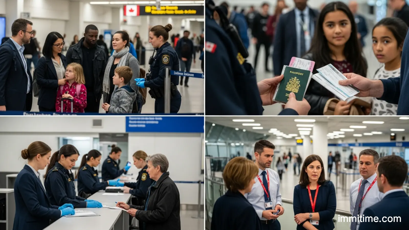 A medical professional in protective gear at an airport, symbolizing Canada's new quarantine measures for Ebola-stricken regions.