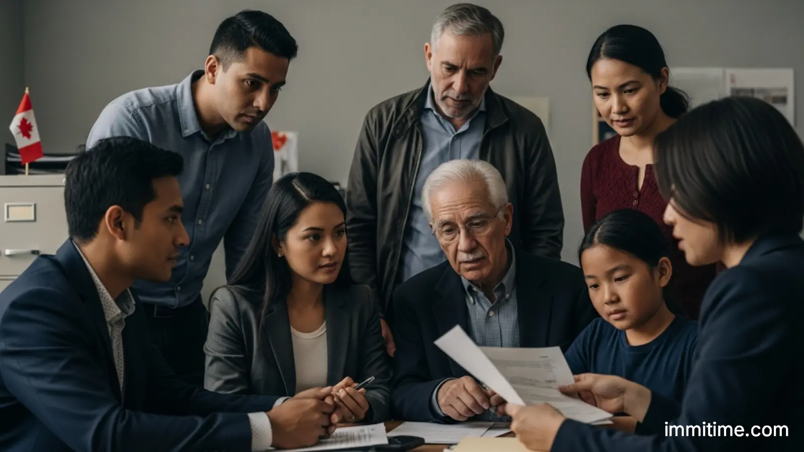 A person looking at a calendar with circled dates, symbolizing urgent deadlines and long processing times for Canadian citizenship certificates.