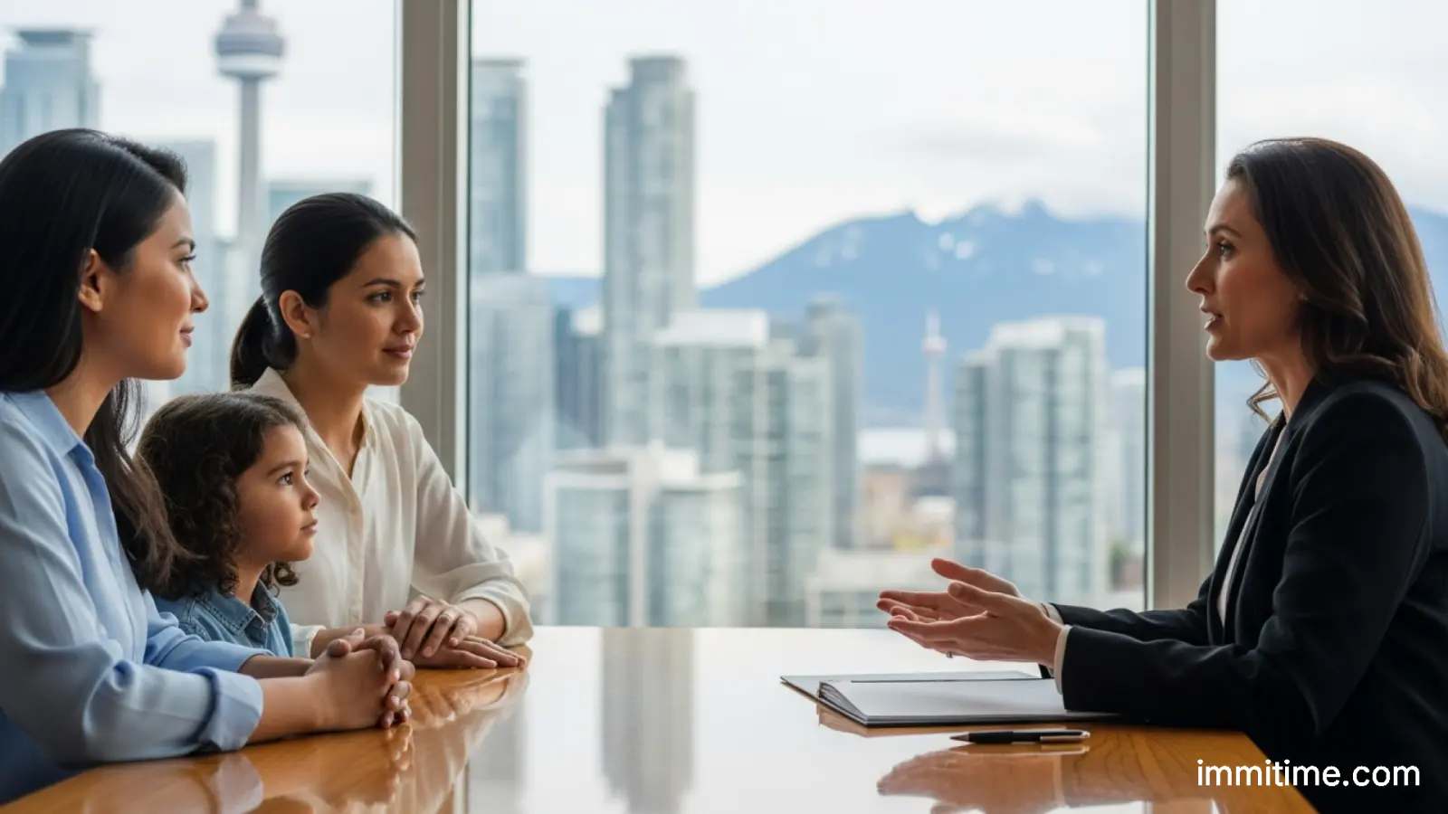 A close-up shot of a client signing a document as a financial advisor points to a section on the page.