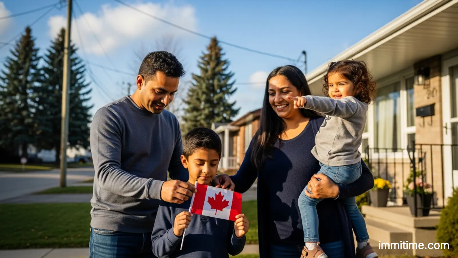 A family reuniting in an airport, illustrating the hope for family members to join principal applicants in Canada.