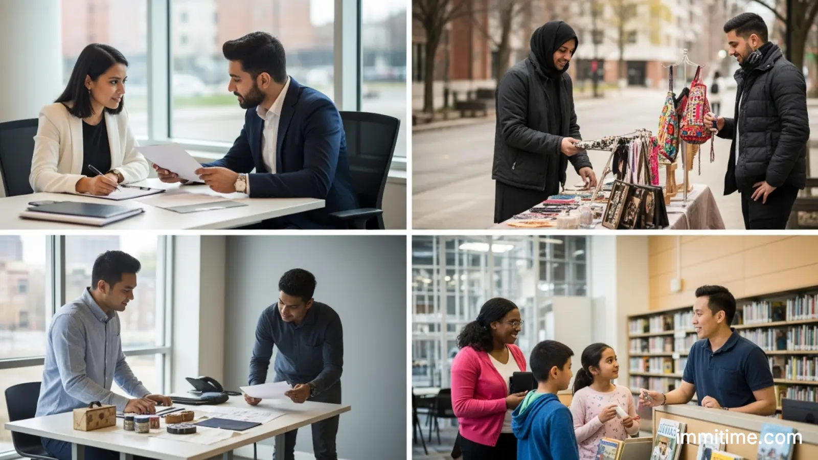 A newcomer entrepreneur engaging with a bank representative, illustrating the support and banking solutions available from financial institutions like TD for new businesses.