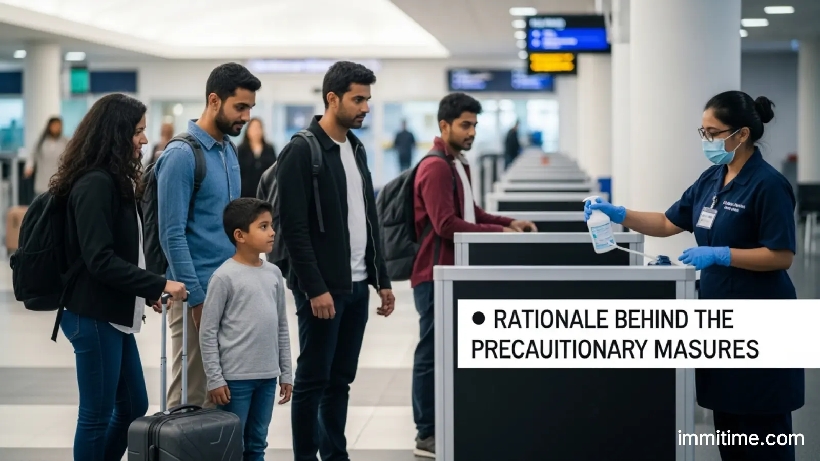 A person checking official government travel advisories on a laptop, emphasizing the importance of monitoring updates for those affected by immigration policy changes.